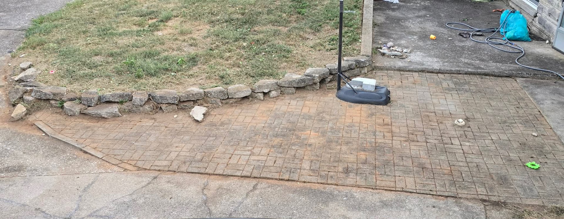 Stamped patio edge cleanup